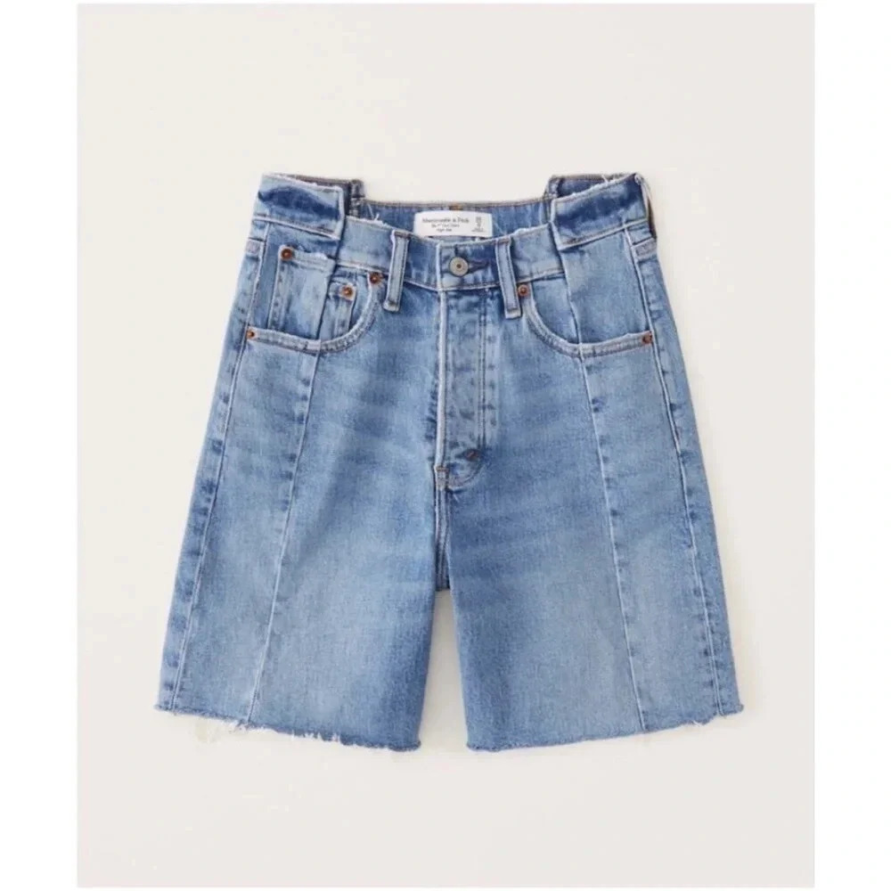 Abercrombie & Fitch 7 Inch Dad Denim Jorts Shorts size 36 NWOT 90s chic beach